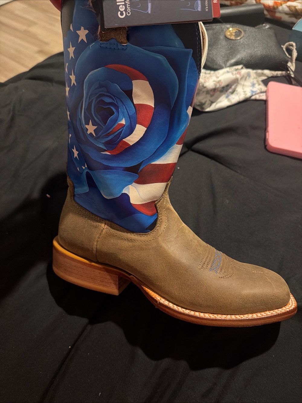 Olivia Bennett by twisted x brown leather cowboy boots with American flag rose